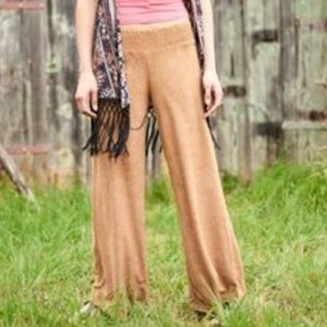 Camel color suede style bell bottoms BOHO